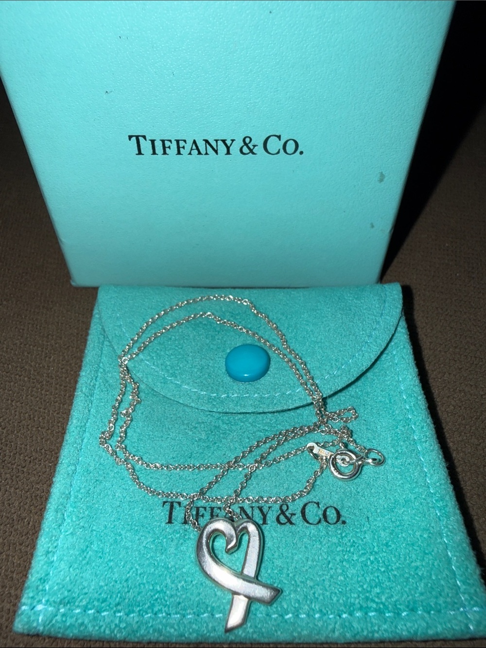 RETIRED TIFFANY & CO PALOMA PICASSO LOVING HEART PENDANT STERLING SILVER 925